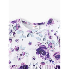 Patpat Baby Girl Clothes 2PCS Sweet Big Flower Flutter Sleeve Set Purple