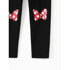 PATPAT Disney Mickey and Friends Kid Girls 1pc Polka Dots Print Long-sleeve Hooded Top/Pants Black