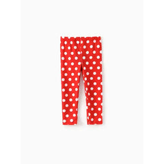 PATPAT Disney Mickey and Friends Kid Girls 1pc Polka Dots Print Long-sleeve Hooded Top/Pants Red