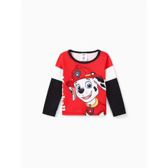 Patpat PAW Patrol Toddler Girl/Boy Skye Chase Rubble Marshall Colorblock Long-sleeve Tee Red