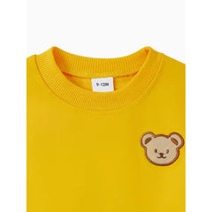 Patpat 2pcs Baby/Toddler Girl/Boy Clothes Solid Bear Pattern Set yellow
