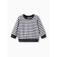 Patpat Baby Boy/Girl Solid/Striped Crewneck Long-sleeve Pullover Sweatshirt Multicolor