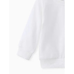 Patpat Baby Boy/Girl Solid/Striped Crewneck Long-sleeve Pullover Sweatshirt white