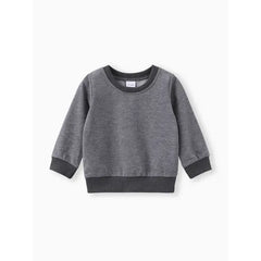 Patpat Baby Boy/Girl Solid/Striped Crewneck Long-sleeve Pullover Sweatshirt Gray