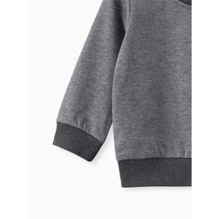 Patpat Baby Boy/Girl Solid/Striped Crewneck Long-sleeve Pullover Sweatshirt Gray