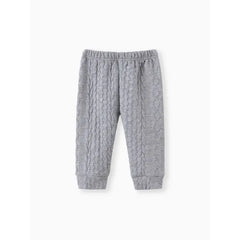 Patpat Baby Boy/Girl Clothes 2pcs Solid Knitted Sweatshirt and Pants Set Gray