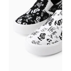 Patpat Toddler/Kids Unisex Casual Letter Graffiti Shoes Black/White