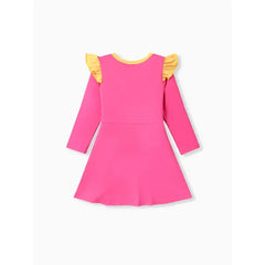 PATPAT Disney Princess Toddler Girl Character Print Ruffled Long-sleeve Dress pink