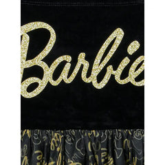 PATPAT Barbie Kid Girl Glitter Letter Graphic Long-sleeve Mesh Fairy Dress Black