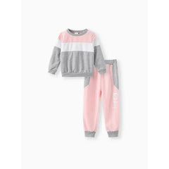 Patpat Toddler Boy/Girl 2pcs Colorblock Sweatshirt and Pants Set multicolor