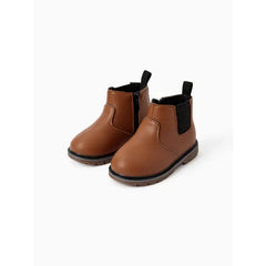 PATPAT Toddler Kids' Spandex PU Leather Boots with Zipper - Solid Color Brown