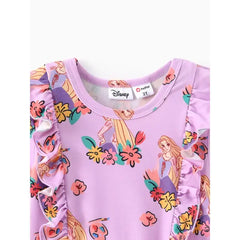 PATPAT Disney Princess Toddler Girls Moana/Ariel/Rapunzel 1pc Naia™ Floral Ruffled Dress Pink