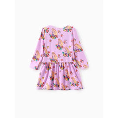 PATPAT Disney Princess Toddler Girls Moana/Ariel/Rapunzel 1pc Naia™ Floral Ruffled Dress Pink