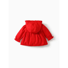 PATPAT Baby Girl Sweet Floral Hooded Jacket share icon Red