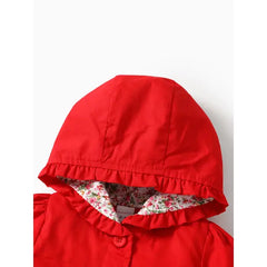 PATPAT Baby Girl Sweet Floral Hooded Jacket share icon Red