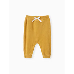 Patpat Baby Boy/Girl 3pcs Solid Ribbed Long-sleeve Pullover and Trouser Set Yellow