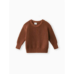 Baby Solid Long-sleeve Knitted Sweater Pullover Cofee