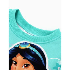 Patpat Disney Princess Toddler Girl Character Print Long-sleeve Sweatshirt Green