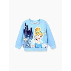 Patpat Disney Princess Toddler Girl Character Print Long-sleeve Sweatshirt Blue