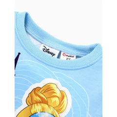 Patpat Disney Princess Toddler Girl Character Print Long-sleeve Sweatshirt Blue