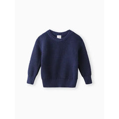 Baby Solid Long-sleeve Knitted Sweater Pullover Blue