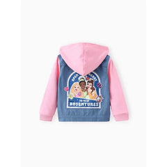 PATPAT Disney Princess Toddler Girls Rapunzel/Belle/Tiana 1pc Cotton Denim Hooded Jacket
