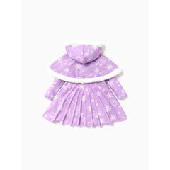 PATPAT Disney Princess Toddler Girl Naia™ Character Print Long-sleeve Dress and Hooded Allover Snowflake Print Cloak Set Purple