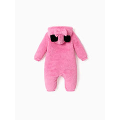 PATPAT Disney Mickey and Friends Furry Character Pattern 3D Ears Hooded Romper Pink