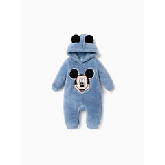 PATPAT Disney Mickey and Friends Furry Character Pattern 3D Ears Hooded Romper Blue