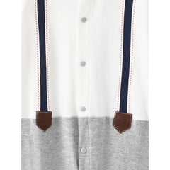 Patpat Little CoCo & Gentlemen - Baby Boy 95% Cotton Faux Layering Jumpsuit white