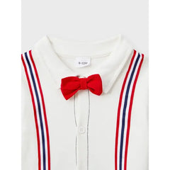 Patpat Little CoCo & Gentlemen - Baby Boy 95% Cotton Faux Layering Jumpsuit Red white