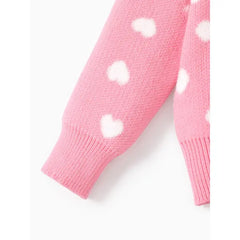 PatPat Toddler Girl 2pcs Heart Print Sweater Skirt set Pink