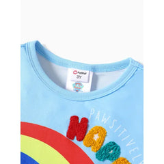 PATPAT PAW Patrol Toddler Girls/Boys 2pcs Character Rainbow Print T-shirt with Shorts Sporty Set Blue