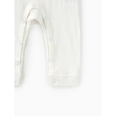 Baby Boy/Girl Cotton Ribbed Button Up Jumpsuit White