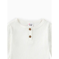 Baby Boy/Girl Cotton Ribbed Button Up Jumpsuit White