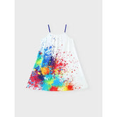 PATPAT Kid Girl Painting/Butterfly Print Cami Dress White