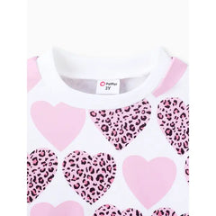 PATPAT Toddler Girl Sweet Heart-shaped Pullover Hoodie Pink