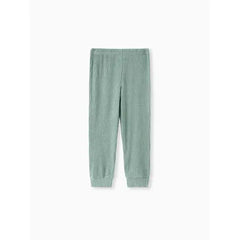 Patpat 2pcs Toddler Girl Solid Color Ribbed Turtleneck Long-sleeve Tee and Elasticized Pants Set Green