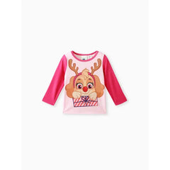 PATPAT PAW Patrol 2pcs Toddler Boy/Girl Marshall Skye Chase Long-sleeve Tee and Polar Fleece Pants Pajamas Sleepwear Set Hot Pink