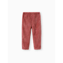 Patpat Toddler Girl/Toddler Boy 2pcs Fuzzy Hoodie Sweatshirt and Pants Set Coral