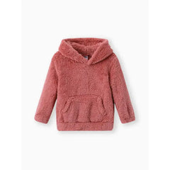 Patpat Toddler Girl/Toddler Boy 2pcs Fuzzy Hoodie Sweatshirt and Pants Set Coral