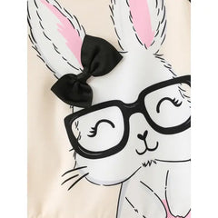 Patpat Toddler Girl Cute Rabbit Print Polka dots Pullover Sweatshirt Apricot