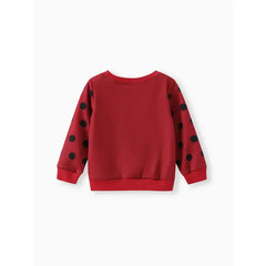 Patpat Toddler Girl Cute Rabbit Print Polka dots Pullover Sweatshirt red