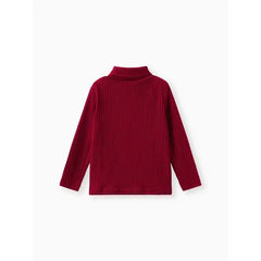 Patpat Toddler Boy/Girl Turtleneck Textured Burgundy