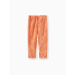 Patpat Toddler Girl/Toddler Boy 2pcs Fuzzy Hoodie Sweatshirt and Pants Set Orange