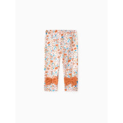 Patpat Baby Girl Clothes 2pcs Ruffled Top and Floral Leggings Set orange
