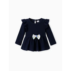 Patpat Baby Girl Clothes 2pcs Ruffled Top and Floral Leggings Set Blue