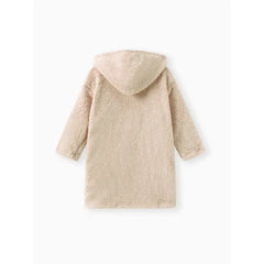 PATPAT Kid Boy/Kid Girl Solid Color Hooded Fuzzy Coat Jacket Apricot