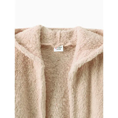 PATPAT Kid Boy/Kid Girl Solid Color Hooded Fuzzy Coat Jacket Apricot