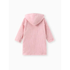PATPAT Kid Boy/Kid Girl Solid Color Hooded Fuzzy Coat Jacket Pink